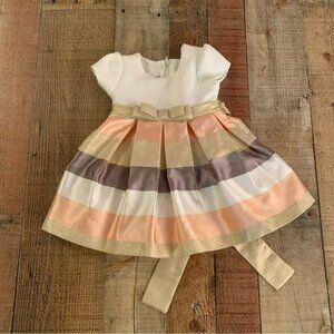 Bonnie baby girls white pink gray and gold dress -12M